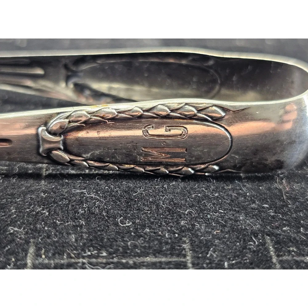 Korner & Proll Sugar Tongs 800 Silver Berlin‎ German 1880s Monogram MG Excellent